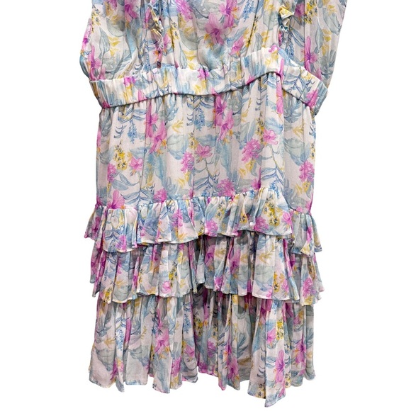 LoveShackFancy Ivoire Mini Dress Floral Boho Cottagecore Coquette Garden Blue XL - Picture 10 of 15
